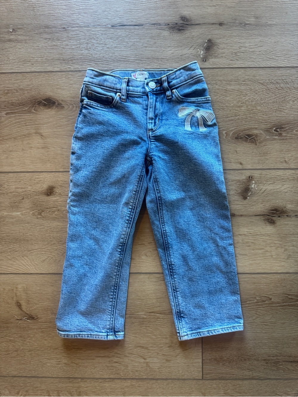 Crewcuts Light Blue Denim Jeans with Bow Accent